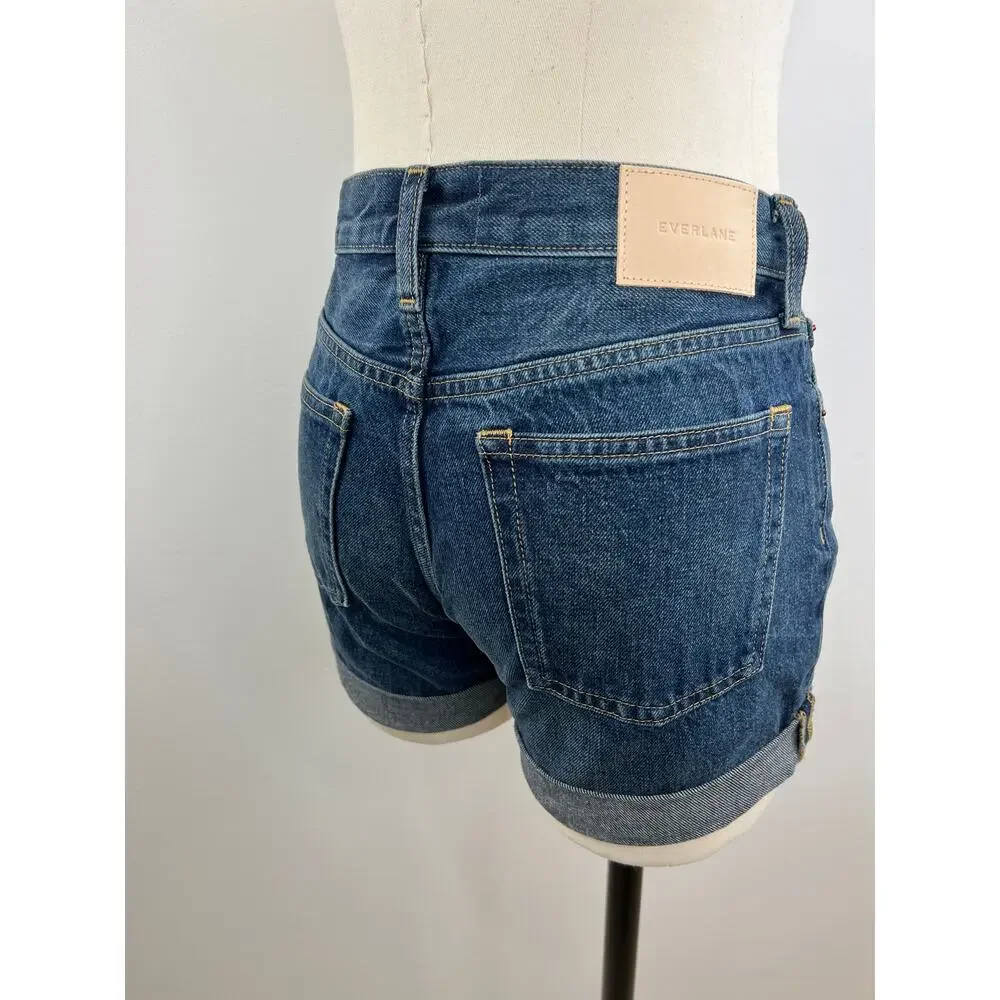 Everlane Blue Organic Cotton Rolled Cuff The Denim Short Size 25